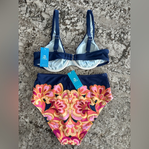 Blue and Pink Floral Women's Bikini set - Picture 4 of 4